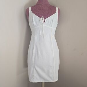 Victoria's Secret Y2K Corset White Cotton Mini Dress Boho Festival Sz Medium